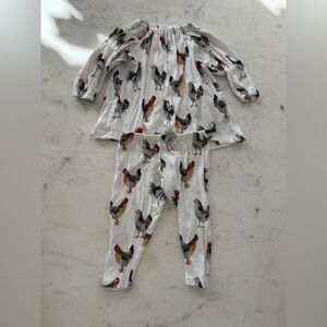 Milkbarn Chicken Print Infant Outfit
